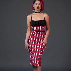 Pinup Couture NWT 2X Evangeline Bad Girl Harlequin
